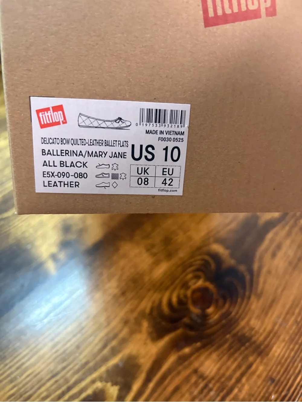 Fitflop Black Delicato Quilted Flats Size 10